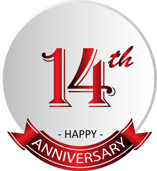 14th anniversary celebration label png