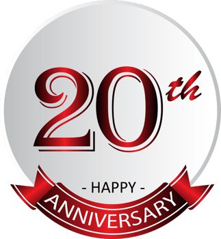 20th anniversary celebration label png