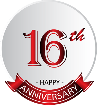 16th anniversary celebration label png