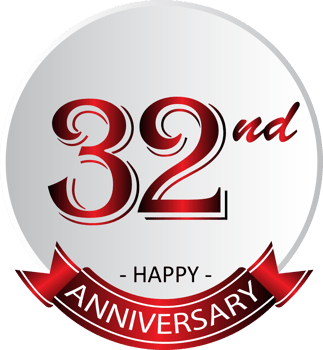 32nd anniversary celebration label png