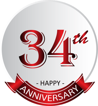 34th anniversary celebration label png