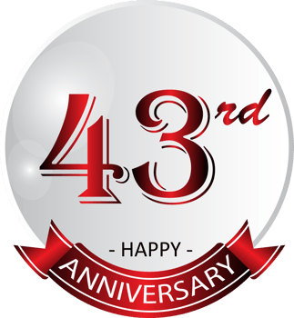 43rd anniversary celebration label png