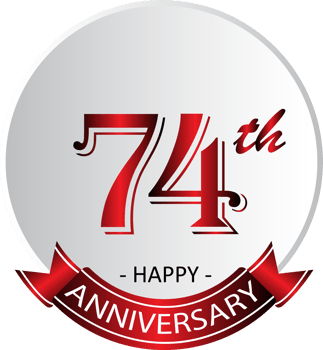 74th anniversary celebration label png