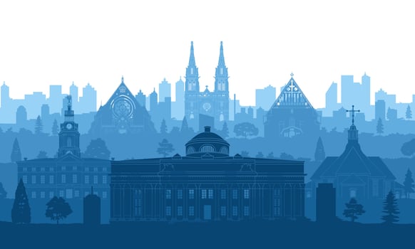 Finland famous landmarks by silhouette style vector