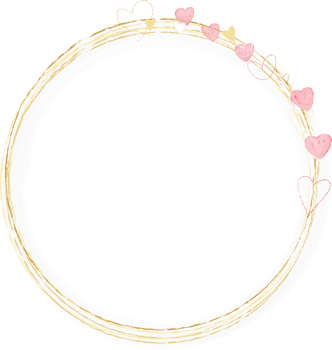 pink and golden watercolor hearts wreath frame png