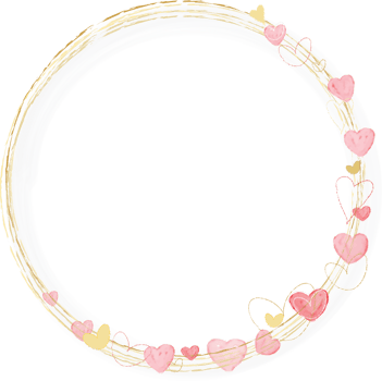 pink and golden watercolor hearts wreath frame png