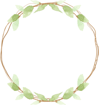 watercolor hand drawn green leaf with dry twig wreath frame png