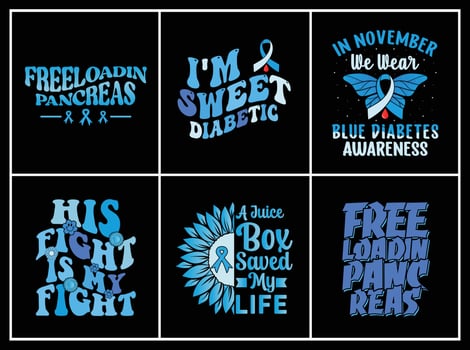 Diabetes Awareness quote t-shirt bundle Print vector