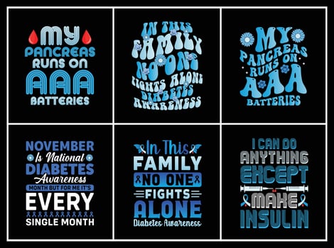 Diabetes Awareness quote t-shirt bundle Print vector
