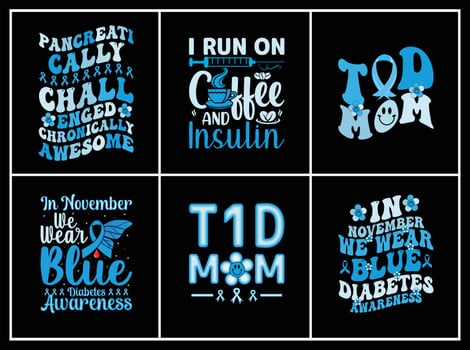 Diabetes Awareness quote t-shirt bundle Print vector