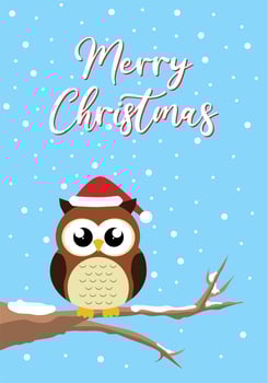 Christmas card with owl vector