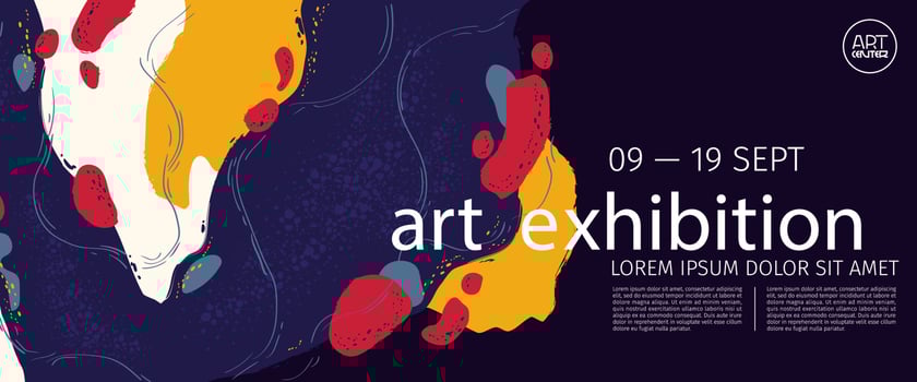 Art exhibition banner, invitation to exposition vector