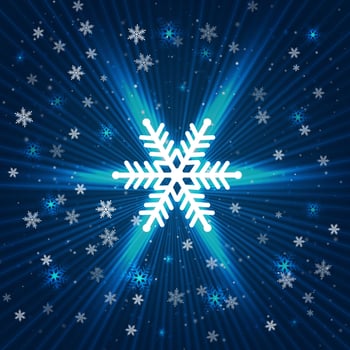 Dark blue Christmas abstract background with snowflake confetti. vector