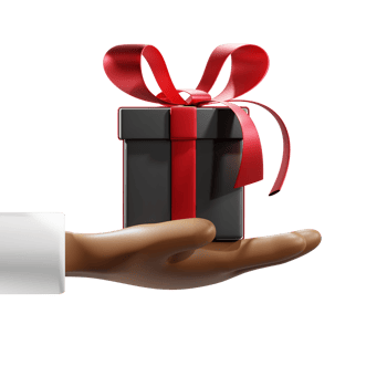 Hand holding Black Friday Gift Box Color Red 3D African Hand png