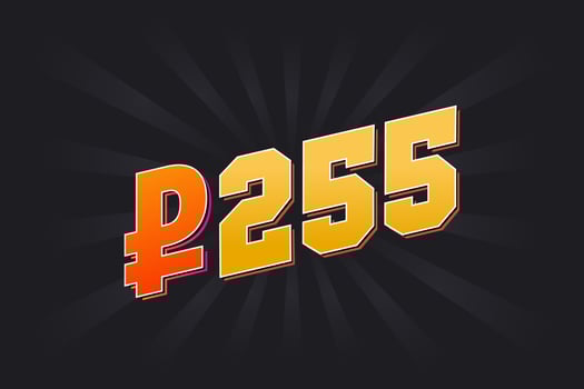 255 Russian Ruble vector currency image. 255 Ruble symbol bold text vector illustration