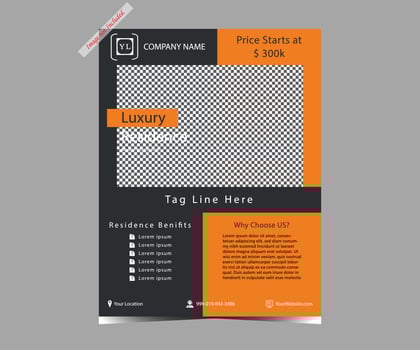 Template vector design for Brochure, AnnualReport, Magazine, Poster, Corporate Presentation, Portfolio, Flyer, infographic, layout modern with blue color size A4, Front and back, Easy to use and edit.