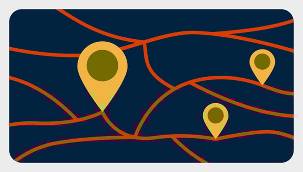 City map with point flat vector illustration for traveling, urban planning, gps application. illustration with futuristic theme.