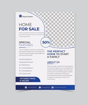 Template vector design for Brochure, AnnualReport, Magazine, Poster, Corporate Presentation, Portfolio, Flyer, infographic, layout modern with blue color size A4, Front and back, Easy to use and edit.
