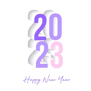 Happy new year 2023 calendar date illustration violet color vector