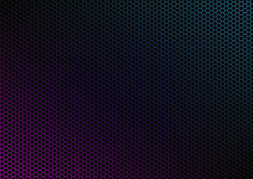 Dark hexagon abstract technology background with blue and pink colored under hexagon. Hive wallpaper or texture vector. vector