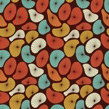 Groovy seamless pattern. Seamless abstract pattern in vintage 70s style in orange and brown for a fabric or paper print. vector