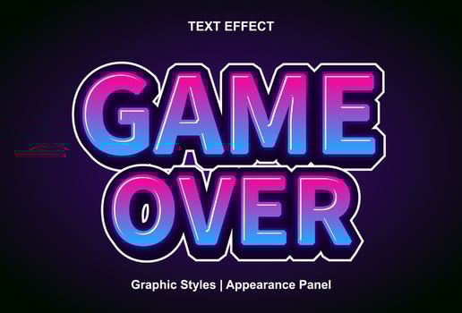 game over text effect with graphic style and editable. vector