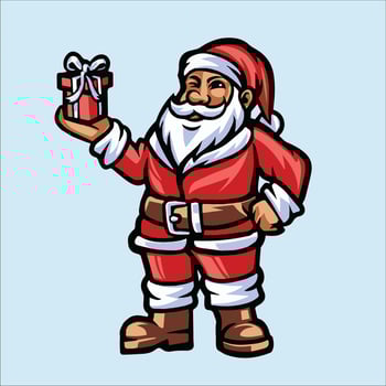 santa claus holding a gift vector