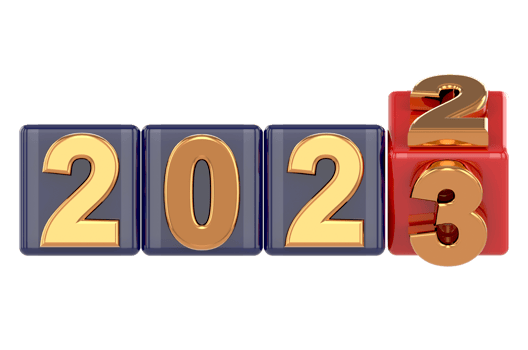 New year 2023 modern design style 3D typography of 2023 logo PNG