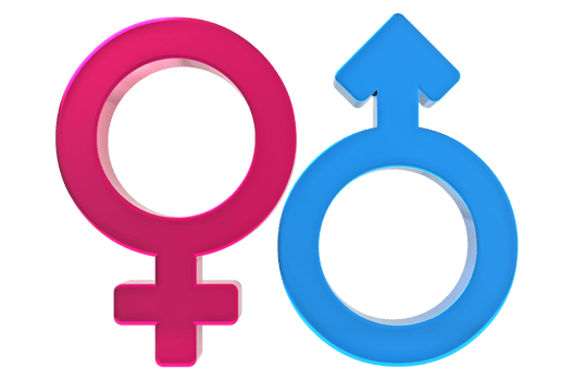Male, female sex sign. Gender symbols illustration. 3D rendering. 3D Gender Symbols png