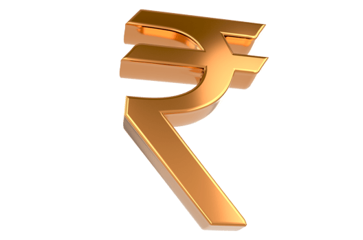 Golden Rupees Sign Symbol 3D Render PNG