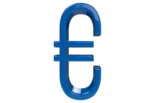 3D Render Euro Blue Sign PNG with Transparent Background