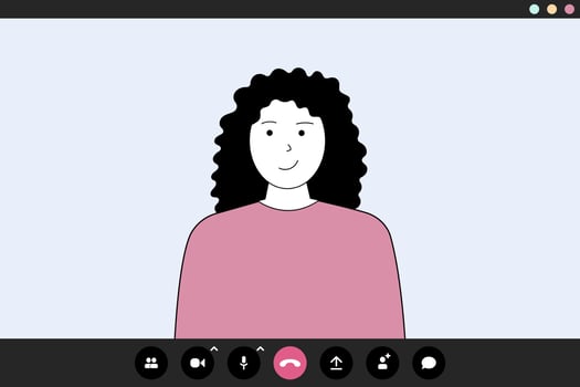 Girl talking on video call. Video call application illustration vector