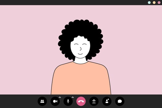 Girl talking on video call. Video call application illustration vector