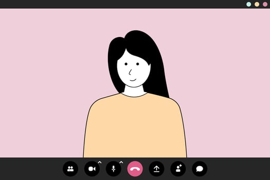 Girl talking on video call. Video call application illustration vector