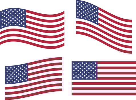 Flag of america vector, flat and waving, national symbol vector