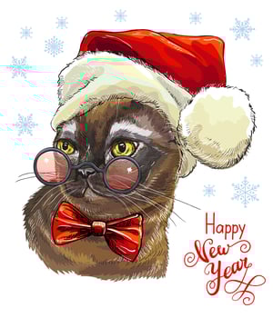 Christmas cat vector 15
