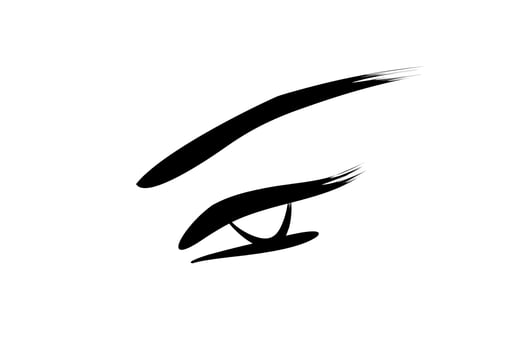 makeup icon. eye lashes logo. brush stroke sketch. beauty saloon. permanent eyebrow tattoo vector