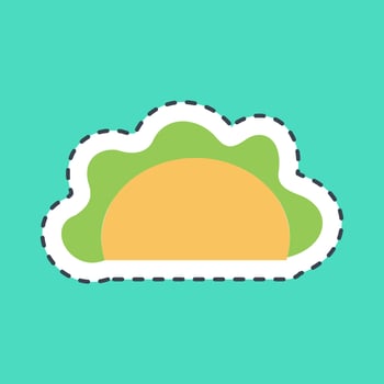 Sticker line cut taco. Day of the dead elements. Icons in flat style. Good for prints, posters, flyer, party decoration, greeting card, etc. vector
