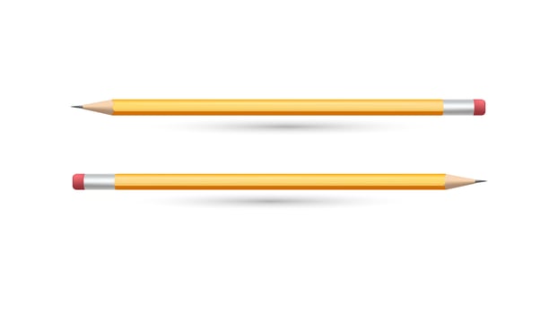 realistic 3d pencil boject vector illustration on white background.