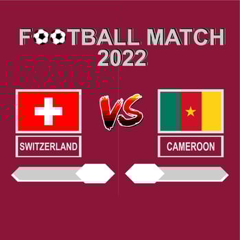 Switzerland vs Cameroon football competition 2022 template background vector for schedule, result match