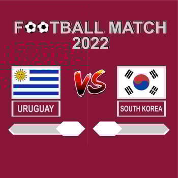 Uruguay vs South Korea football competition 2022 template background vector for schedule, result match