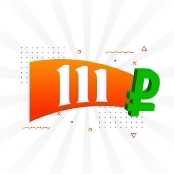 111 Ruble symbol bold text vector image. 111 Russian Ruble currency sign vector illustration