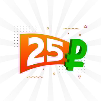 25 Ruble symbol bold text vector image. 25 Russian Ruble currency sign vector illustration