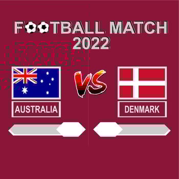 Australia vs Denmark football competition 2022 template background vector for schedule, result match