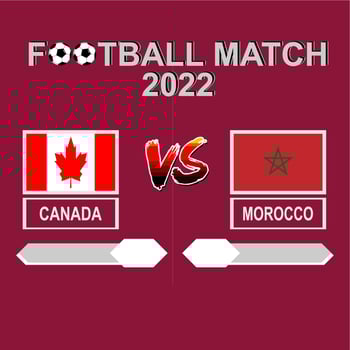 Canada vs Morocco football competition 2022 template background vector for schedule, result match