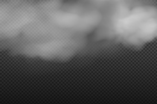 White vector cloudiness ,fog or smoke on dark checkered background.Cloudy sky or smog over the city.Vector illustration.