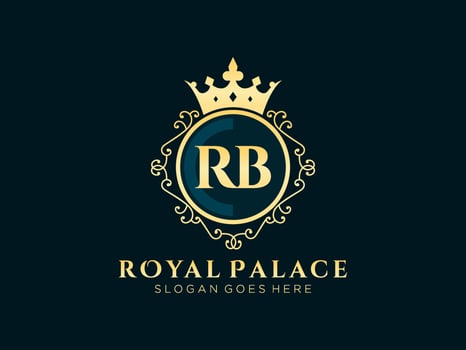 Letter RB Antique royal luxury victorian logo with ornamental frame. vector