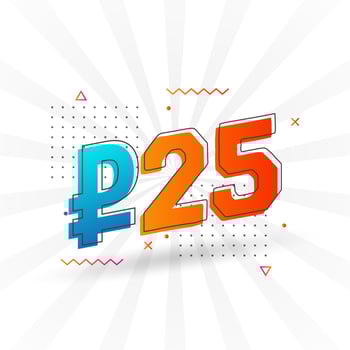 25 Russian Ruble vector currency image. 25 Ruble symbol bold text vector illustration