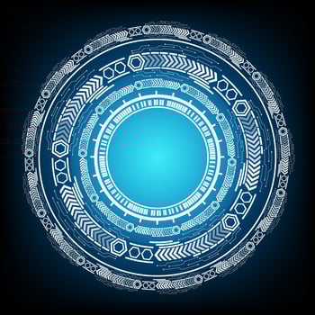 circular AI HUD Electronic circuit board  hologram vector concept for future technology element background business screen