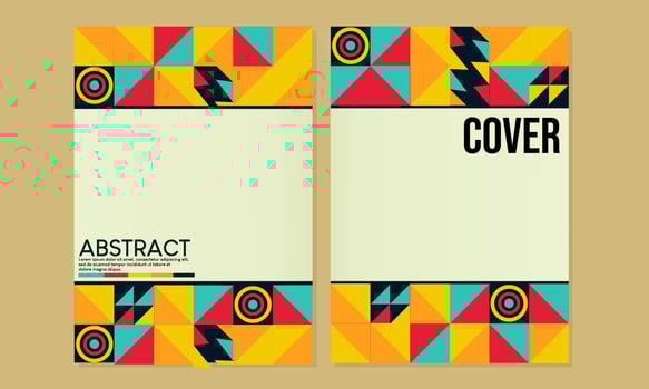 Poster templates set with abstract Geometric shapes, Retro, bauhaus, swiss geometric style design elements. for covers, banners,book,annual report, flyers and posters. vector